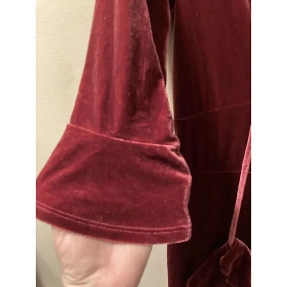 Vintage Velvet Midi Dress Raspberry With Purse Sz‎ M Y2K Fairy Goth Whimsygoth - Picture 5 of 8
